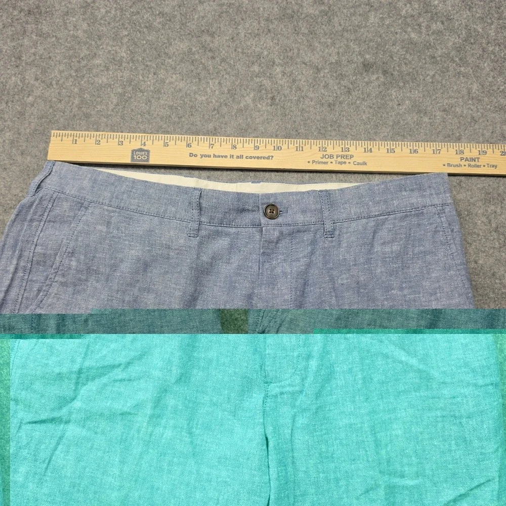 J Crew Pants Mens 34x34 Straight Blue Woven Cotton Linen Dress Pants